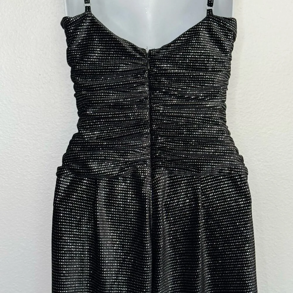 PatBo Jumpsuit Wide Leg Flowy Black Sparkly Velvet Size 2 - Picture 4 of 12